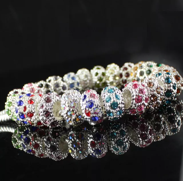 New Crystal Rhinestone Swarovski European Spacer Loose Beads Fit Charm Bracelet