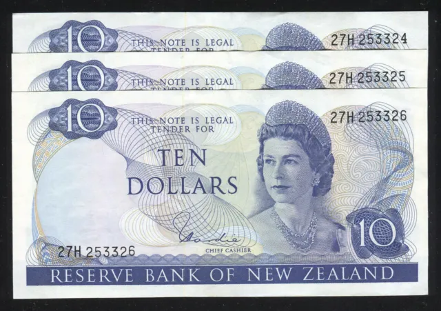 New Zealand - $10 - Hardie - 3 Consecutive - 27H 253324 - 253326 - gVF