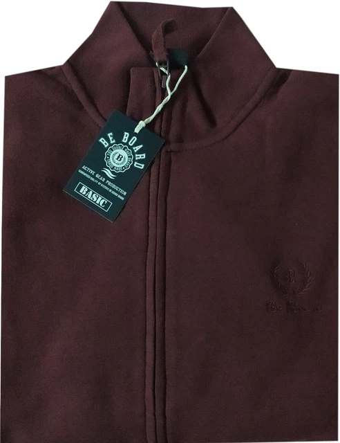 MAGLIA felpa UOMO M L XL XXL 3XL giacca aperta zip con tasche bordò  Be Board