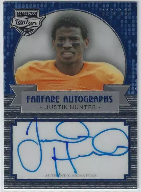 Justin Hunter Tennessee Volunteers Vols Press Pass Auto Autograph Card #13/149