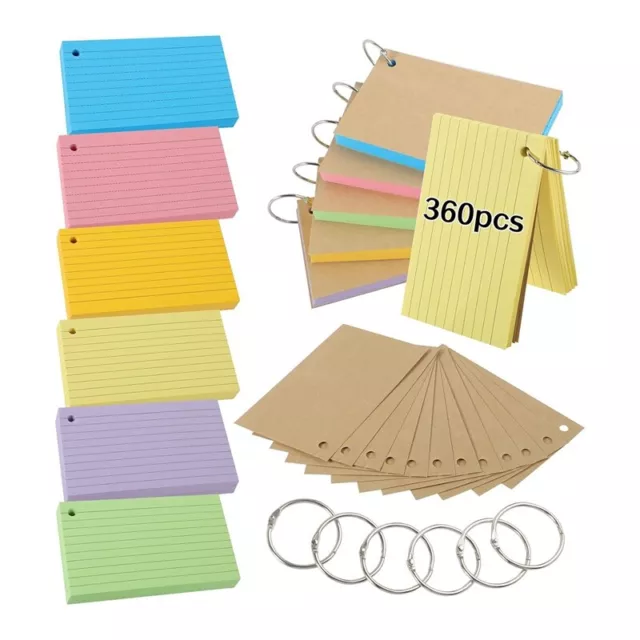 Flash Cards,600 PCS Multicolor Index Cards Revision Cards with 6 Binder4025