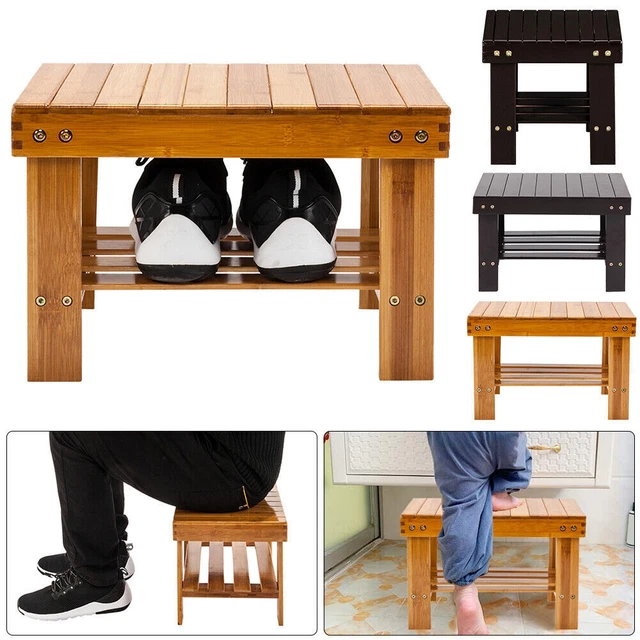 Bamboo Children Bench Safe Stool Chair Foot Rest Fishing Small Step Stool Wood