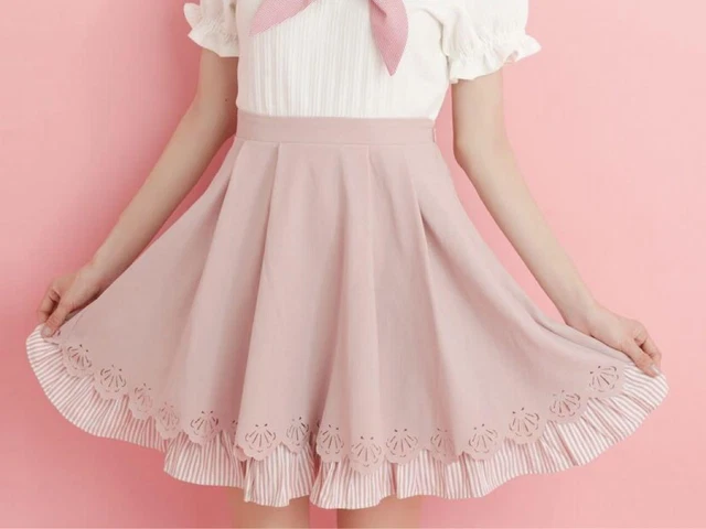 Secret Honey Shell Scalloped Skirt Pink