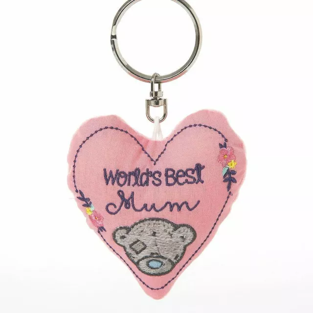 Worlds Best Mum Me to You Bear Padded Heart Keyring Gift Mothers Day Birthday Ac