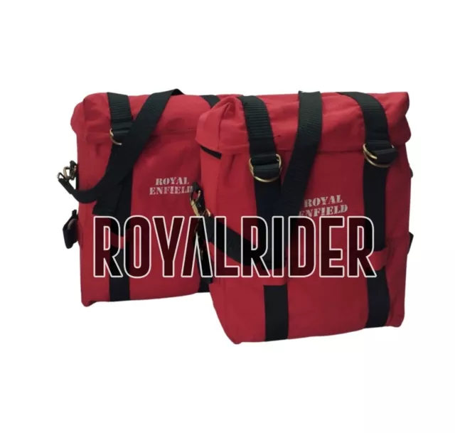 Par de bolsas de equipaje Royal Enfield, rojo y juego de montaje tambor... 3