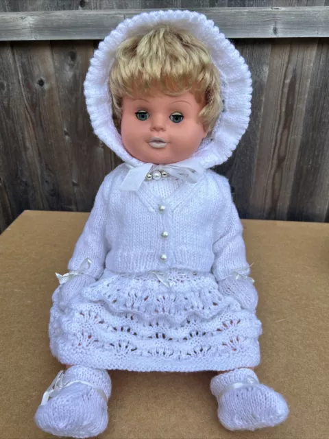 Vintage Large Doll Green Blue , Blond Hair 1970’s.