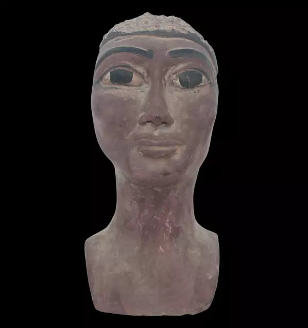 Estatua de cabeza de Nefertiti de reina antigua egipcia rara faraónica EGYCOM 2