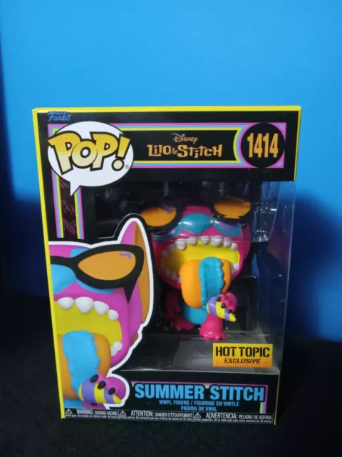 Funko Pop! Disney SUMMER STITCH (BLACK LIGHT) Hot Topic Exclusive #1414