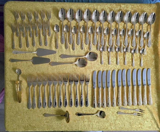 Besteck 23 24 Karat Hartvergoldet Ankauf SBS SOLINGEN BESTECKSET 12 Personen 23/24 Karat hartvergoldet Gold 76