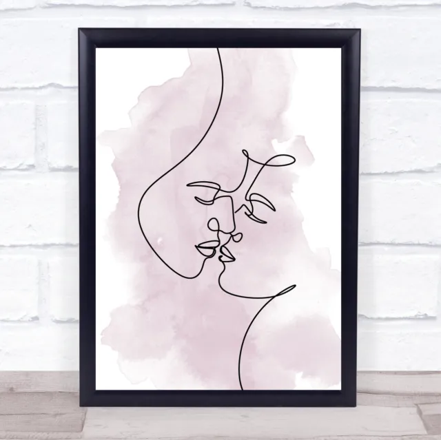 Aquarell Linie Kunstliebhaber Gesichter küssen dekorativ Wandkunst Druck