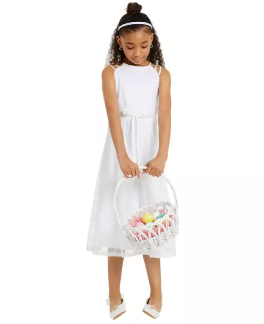 Speechless Big Girl's Embroidered Sequin Dress (White, 16)