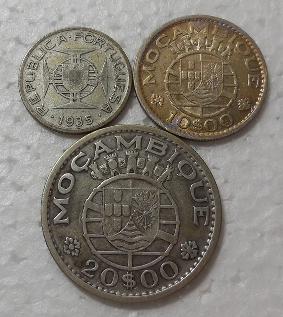 Lot Of Three Silver Coins From Portuguese Mozambique 1935-1952