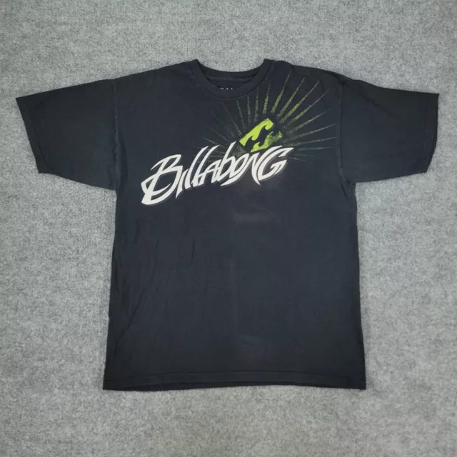 Billabong Shirt Men's Large Black Logo Graphic Tee Short Sleeve Spell Out Adult