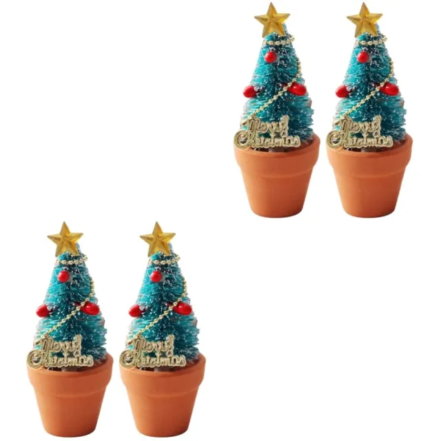 4 Pcs Dollhouse Christmas Tree Tabletop Mini Winter Miniature Ornaments
