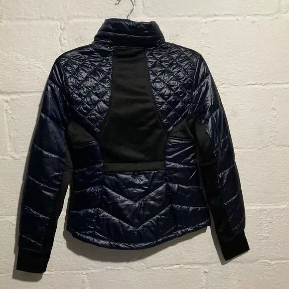 Guess Navy and Black Quilted Puffer Coat - Size M 2