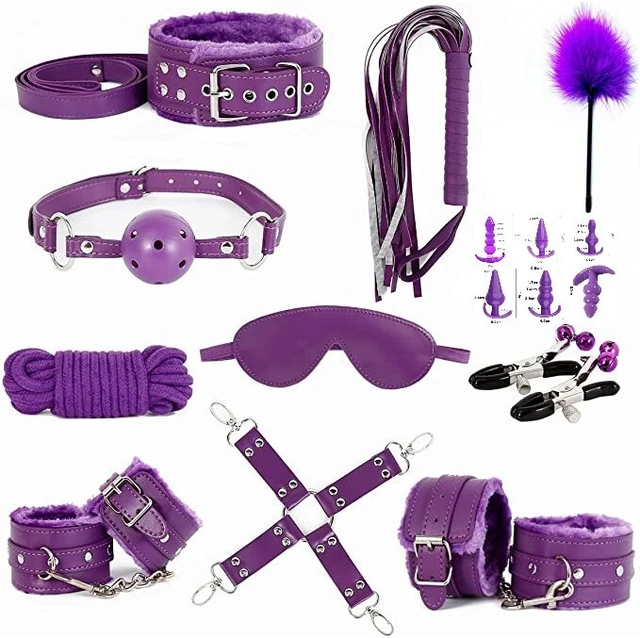 Bdsm Bondage Restraint Wrists And Ankle Cuffs Lingerie Set Cuffs Beginner Purple 10 00 Picclick