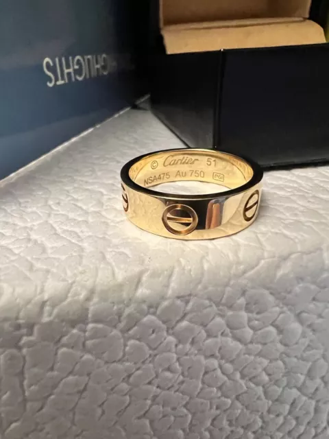 Cartier LOVE 18k Yellow Gold Mini Wedding Band Ring Size 51