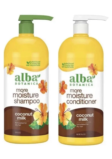 Champú + acondicionador de leche de coco Alba Botanica, 34 fl oz