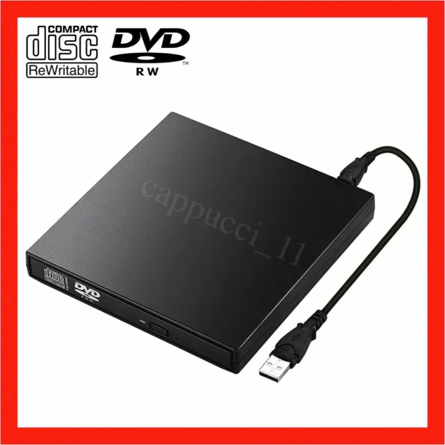 External CD RW DVD ROM Writer Burner Player Drive PC Laptop With Cable