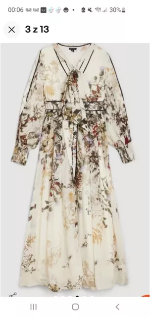 KAREN LYDIA MILLEN Viscose Floral Border Print Woven Maxi Dress Size 10 ...
