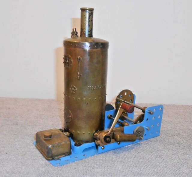MECCANO 1929 STATIC Live Steam Vertical Steam Engine-Embossed Case ...