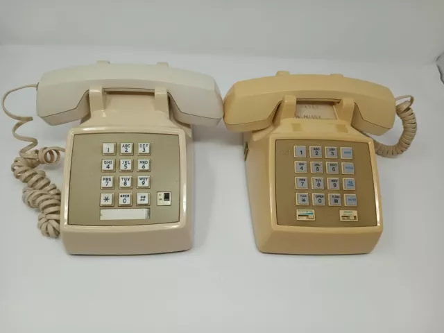 VTG AT&T Touch Tone Corded Phone Vintage Lot Of 2 Desktop! Untested!