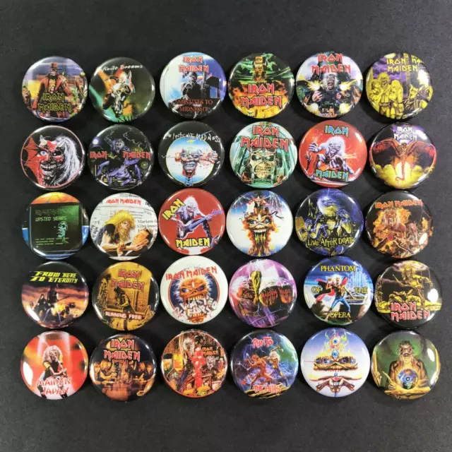 Lote de botones de 1" Iron Maiden (30 pines) heavy metal Steve Harris Bruce Dickinson