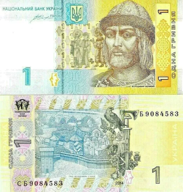 Billete De 1 Hryvnia De Ucrania De 2014 Sc