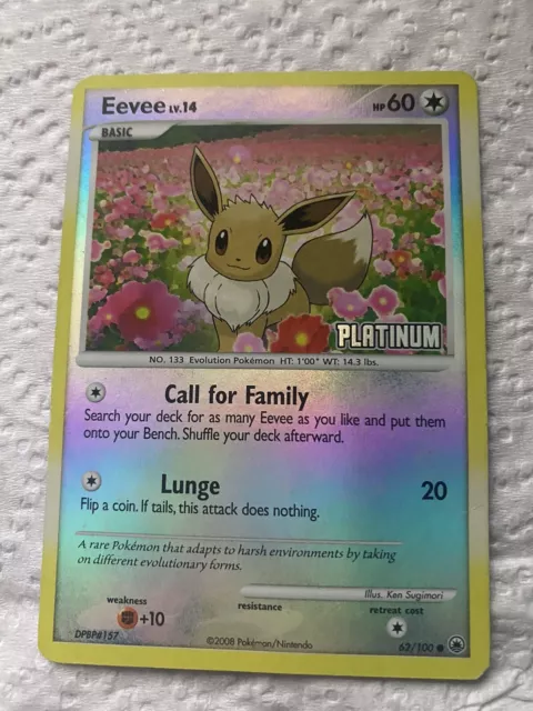 Platinum Eevee Promo Pokemon Card 62/100 Holo. NM