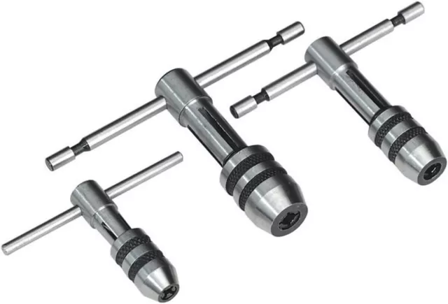 DGS New T-Handle T Type Tap Wrench Set of 3 Pieces Solid Collet Jaws D01/04