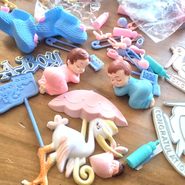 Vintage Mix Lot 40+ Baby Cake Topper Baby Shower Favors Baking Decoration Party