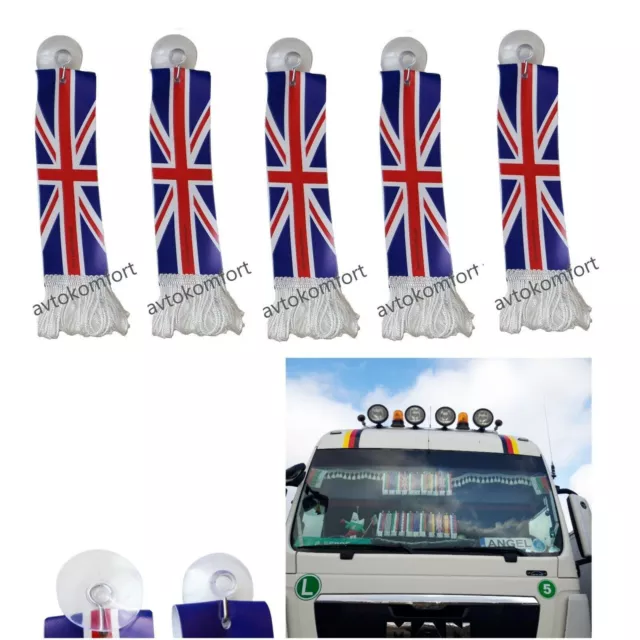 5 Pieces National Flag UK For Front or Sides Windscreen Shield Truck Lorry Cars