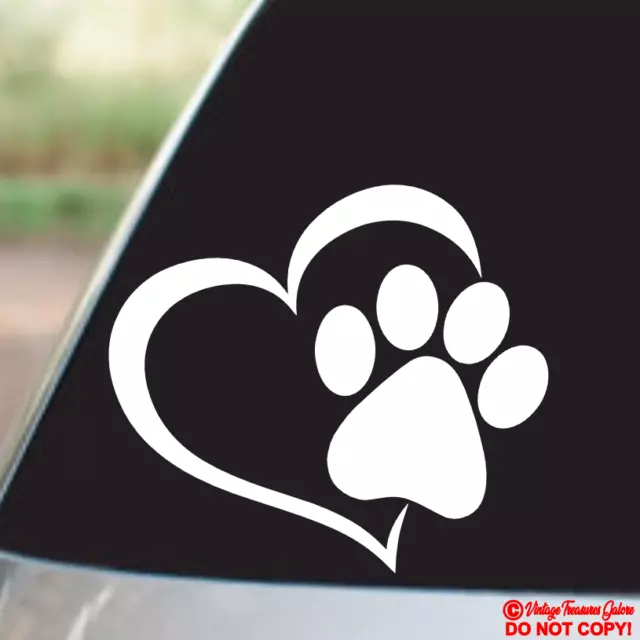 PAW HEART Vinyl Decal Sticker Car Window Bumper PET ANIMAL RESCUE DOG CAT PRINT