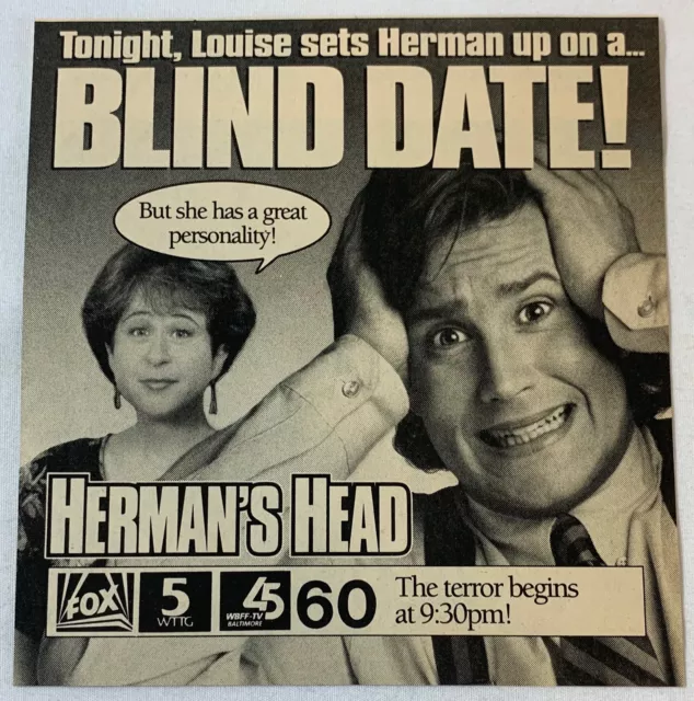 1993 Fox TV Ad ~ HERMAN'S Testa Louise Set Up Herman Su Un Cieco Data