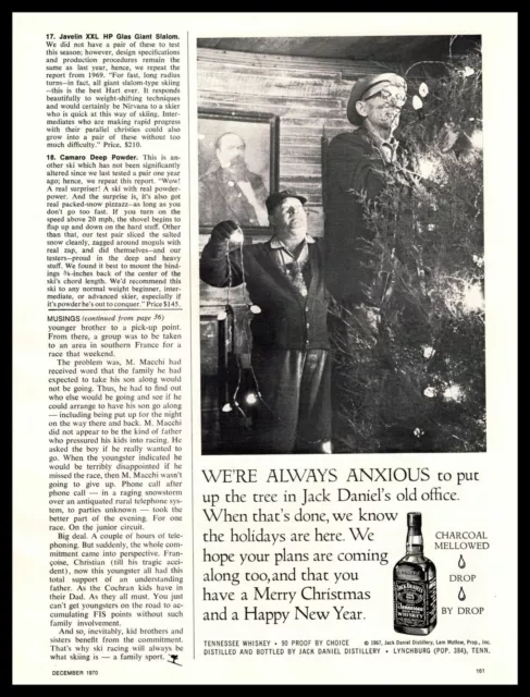 1970 Jack Daniels Whiskey 2 Old Men Christmas Tree Decorating in Office Print Ad