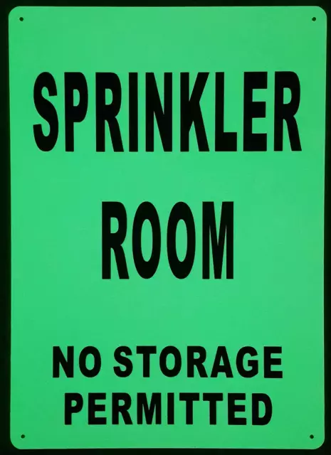 SPRINKLER ROOM SIGN GLOW IN THE DARK (HEAVY DUTY,ALUMINUM SIGN 10X14,Photolumine