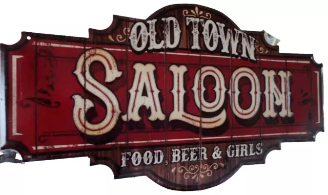 Nostalgie Western Blechschild Old Town Saloon Food Beer Girls Retro 33x60cm NEU