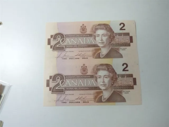 Canada Banknote 1986 2 Dollar Uncut Prefix Cbk   No104