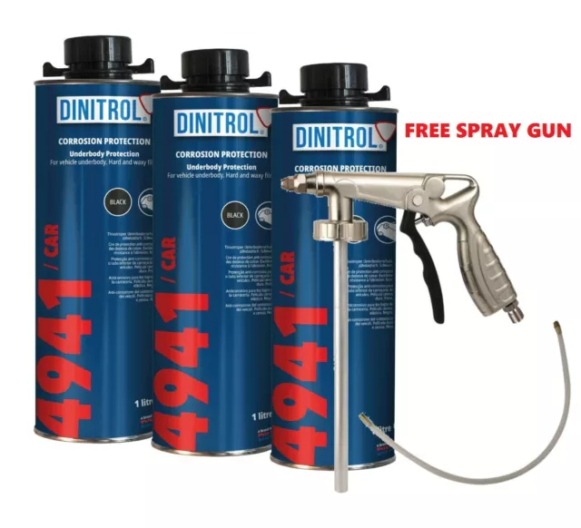 DINITROL 4941 TELAIO ANTIRUGGINE CERA NERA 1 LITRO 3x + PISTOLA SPRAY