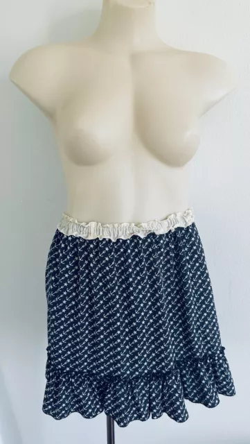 Dolce & Gabbana Portofino Mini Skirt Frills Anchors Marine Navy Silk SZ IT 42 M 2