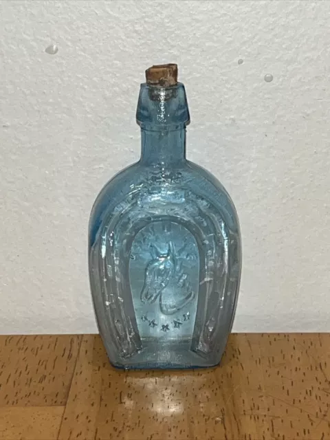 Vintage Horse Shoe Medicine Co Horse Shoe Bitters Blue Bottle With Cork