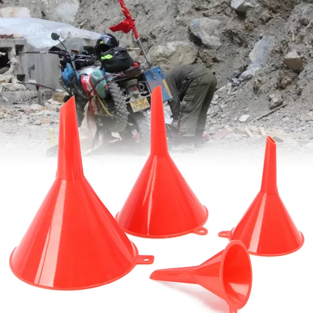 4x 55/75/100/125mm Plastic Funnel Set Motorbikes Fuel Petrol Pouring Aid Tool