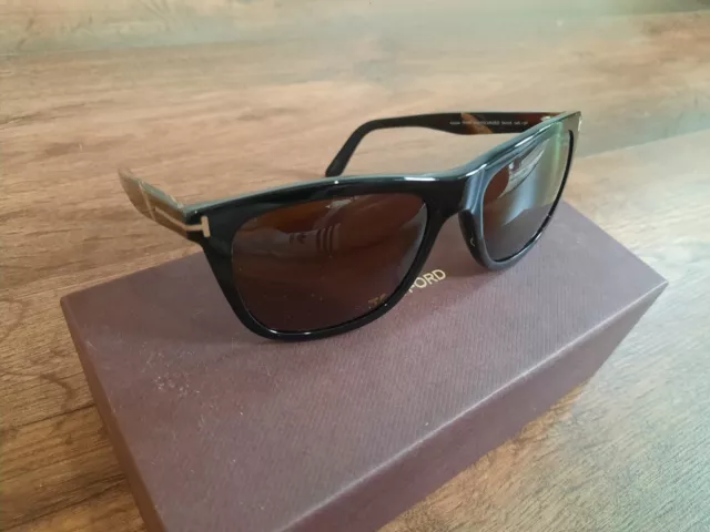 Tom Ford FT0500 Andrew Polarised Square Sunglasses Black Brown