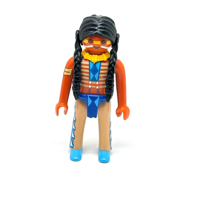 Figurine Playmobil Western - Chef Indien Homme Vêtements Beige, Collier Jaune - Occasion