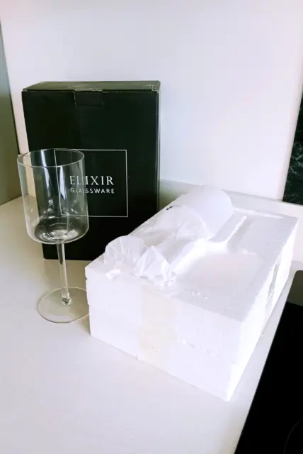 Elixir Opulent Square Wine Glass With Long Stem 100% Lead Free Crystal (Pair)New