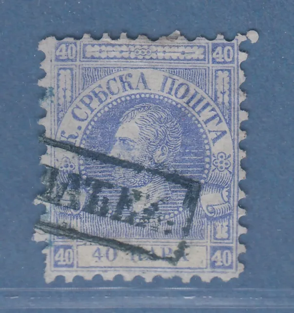 Serbien 1866 Freimarke 40 Pa ultramarin auf Pelure-Papier Mi.-Nr. 6x gestempelt