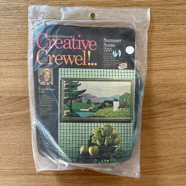 Kit Artesanal Crewel Creativo Columbia Minerva ESCENA DE VERANO 7215 Erica Wilson RARO