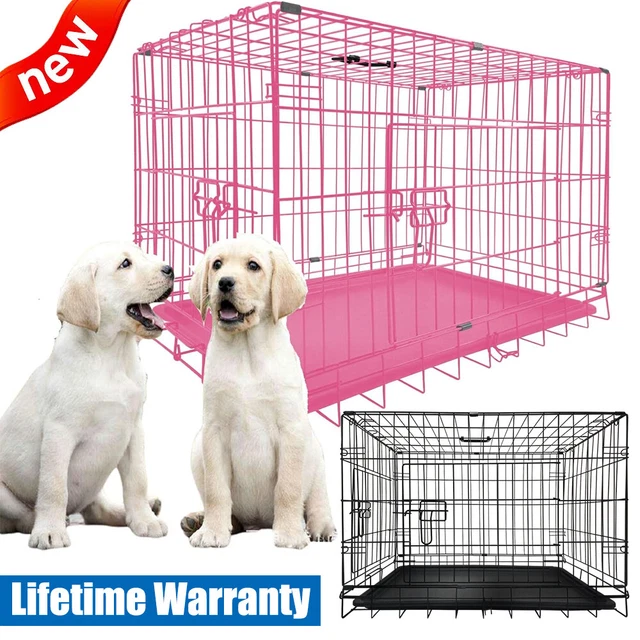 20"-36" Folding Pet Dog Puppy Metal Training Cage Crate Carrier Medium Black AAA