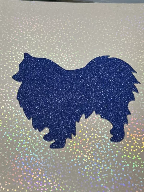 10 X Tarjeta de silueta troquelada troquelada de Pomerania con brillo azul, fiesta invitación perro cachorro