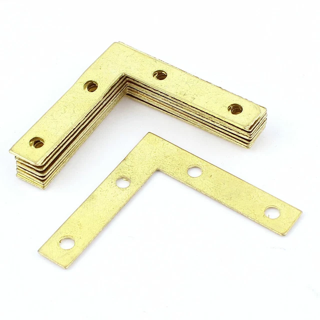 10 Pcs 90 Degree Metal Corner Brace Angle Brackets Gold Tone 50 x 50 x 10mm
